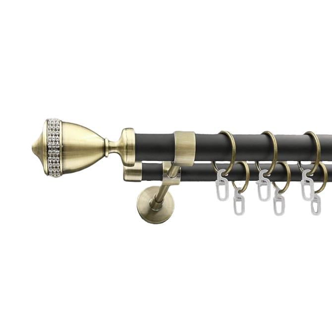 Карниз для штор Orvit Этерния двухрядный 25/19 мм 240 см Черный/Антик (000-7421)