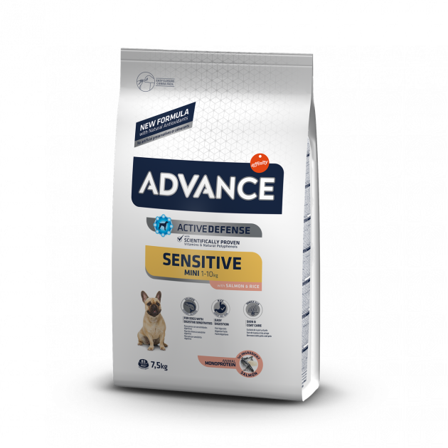 Корм сухой гипоаллергенный для взрослых собак маленьких пород Advance Dog Sensitive Mini Salmon лосось 7,5 кг (923680/8410650215167)