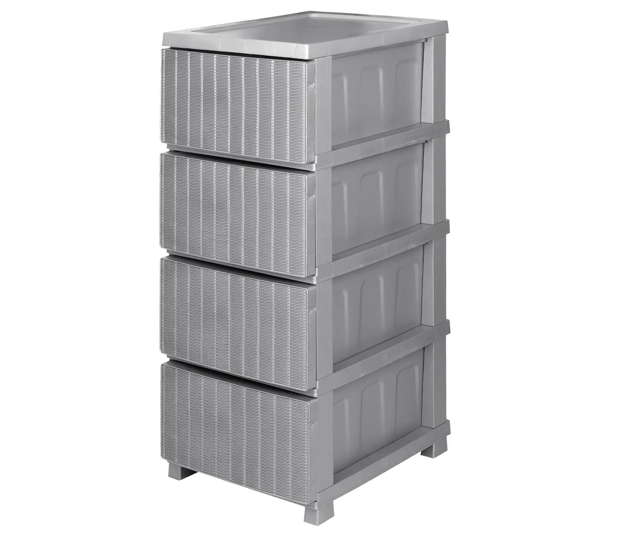 Комод R-Plastic ротанг на 4 ящика 35х45х86 см Серый металлик (34005)