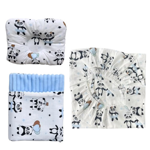 Набор в детскую кроватку RoyalBaby №36 Панды 3в1 Голубой (143814)