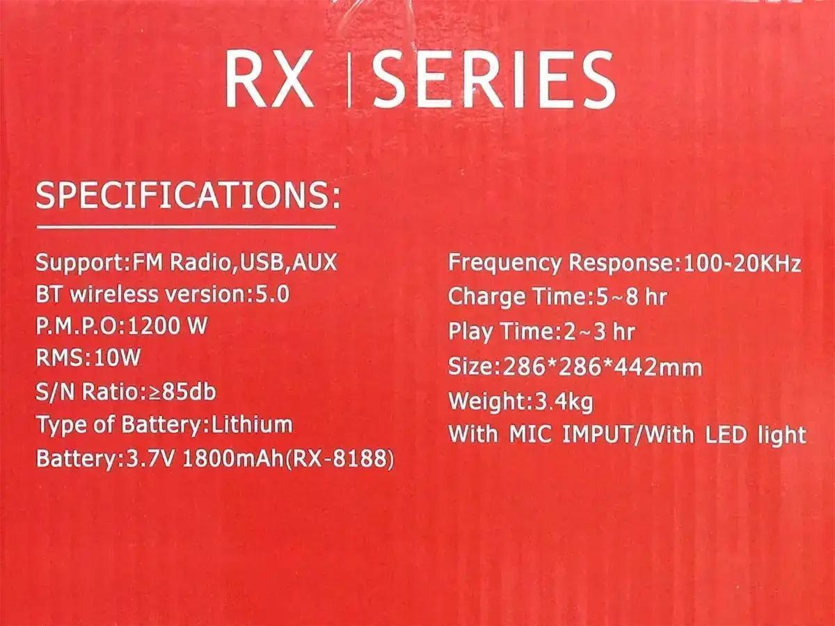 Портативна колонка RX-8188 Bluetooth із мікрофоном 10 Вт Чорний (21821406) - фото 7