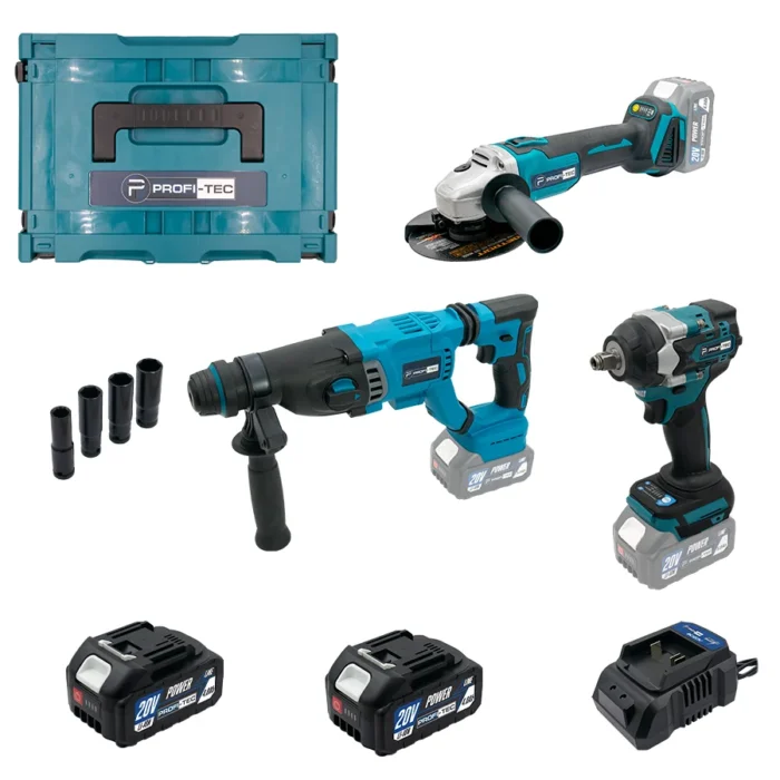Набор электроинструментов PROFI-TEC Combo Set 3/9 20 В перфоратор/гайковерт и КШМ 2 аккумулятора 4 А (PH00581)