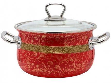 Кастрюля эмалированная Interos Арабская ночь с крышкой 5,1 л 22 см Красный (1818)