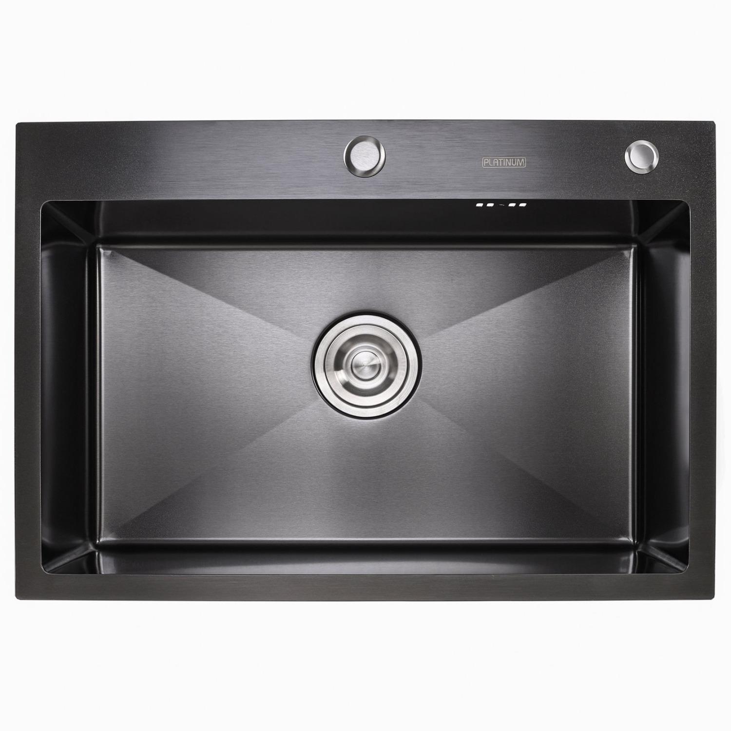 Мойка кухонная Platinum PLS-A41714 прямоугольная из нержавеющей стали 650x450 мм (229986)
