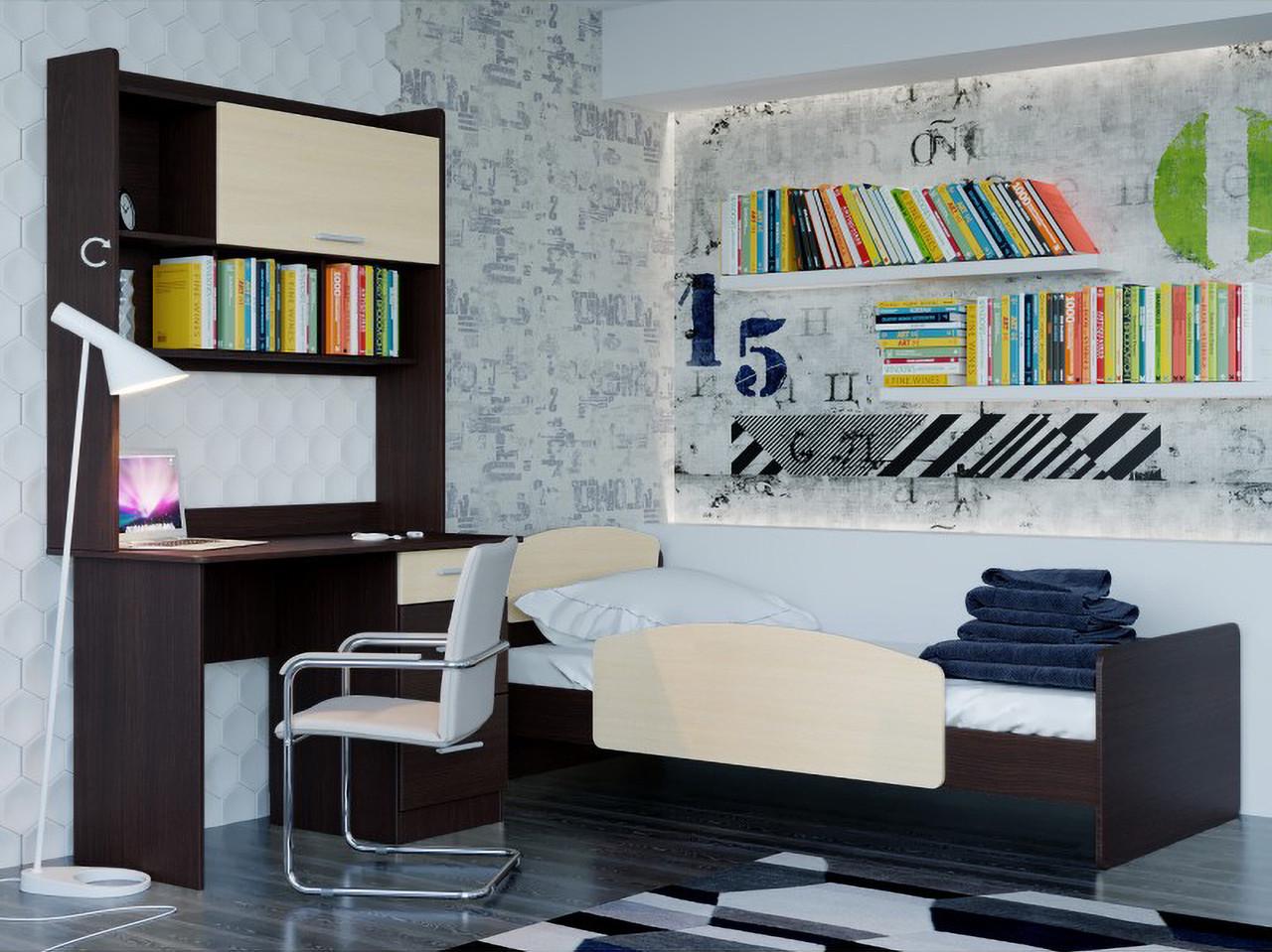 Спальний гарнітур в дитячу Everest Бриз Комплект 10 Венге темний/Дуб молочний - фото 1