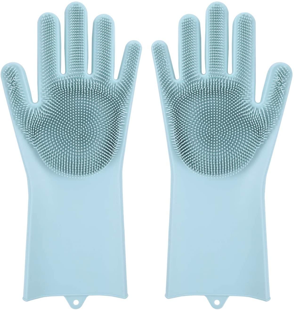 Перчатки для мытья посуды Magic Silicone Gloves Brush силиконовые Бирюзовый - фото 1