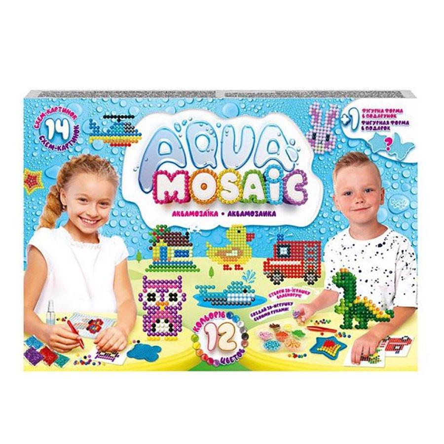 Набір креативної творчості Danko Toys Aqua Mosaic AM-01-03 12 кольорів намистин (RLT35601)