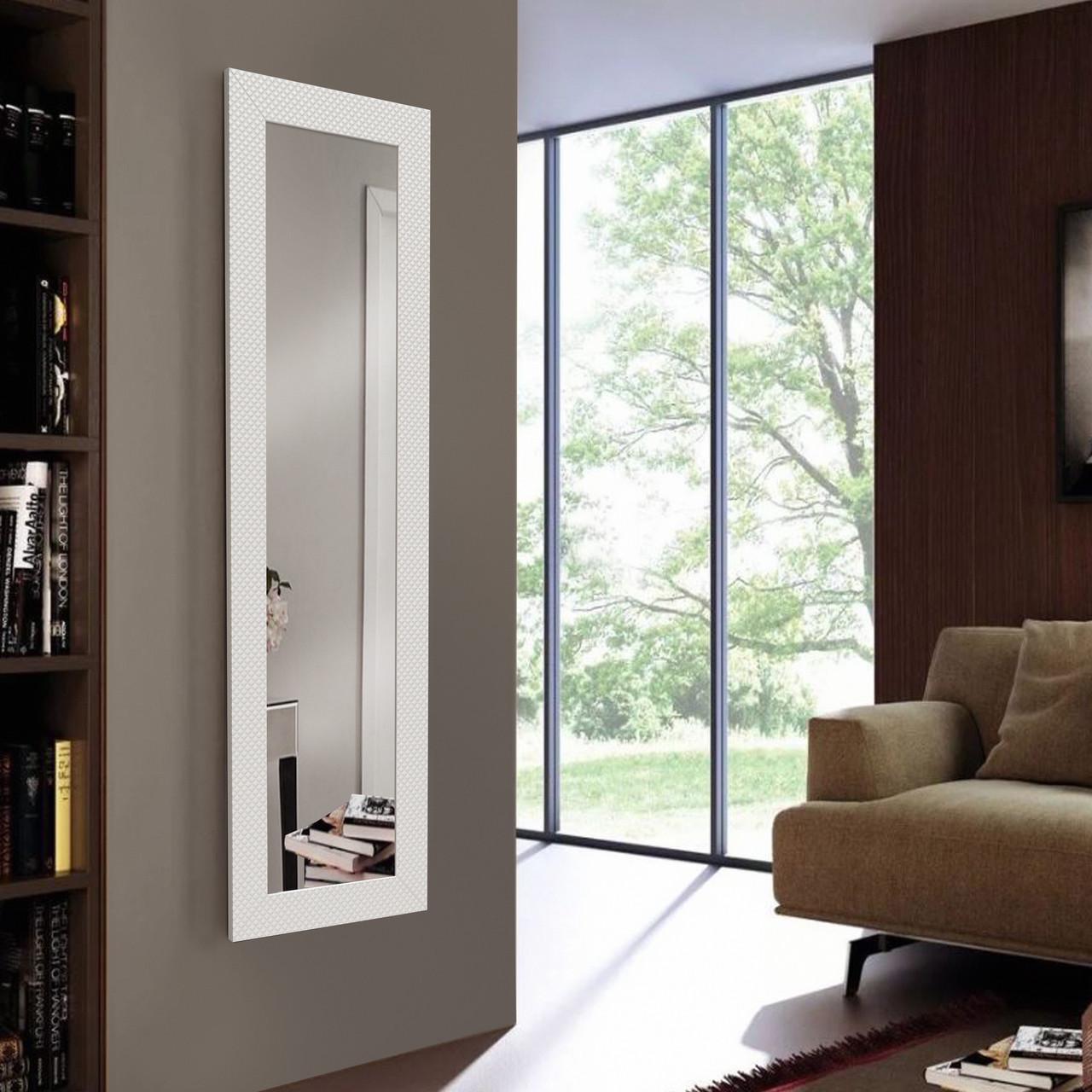 Зеркало ростовое настенное в пластиковой раме 150х70 см Белый с рисунком Зеркало ростовое настенное в пластиковой раме 150х70 см Белый с рисунком