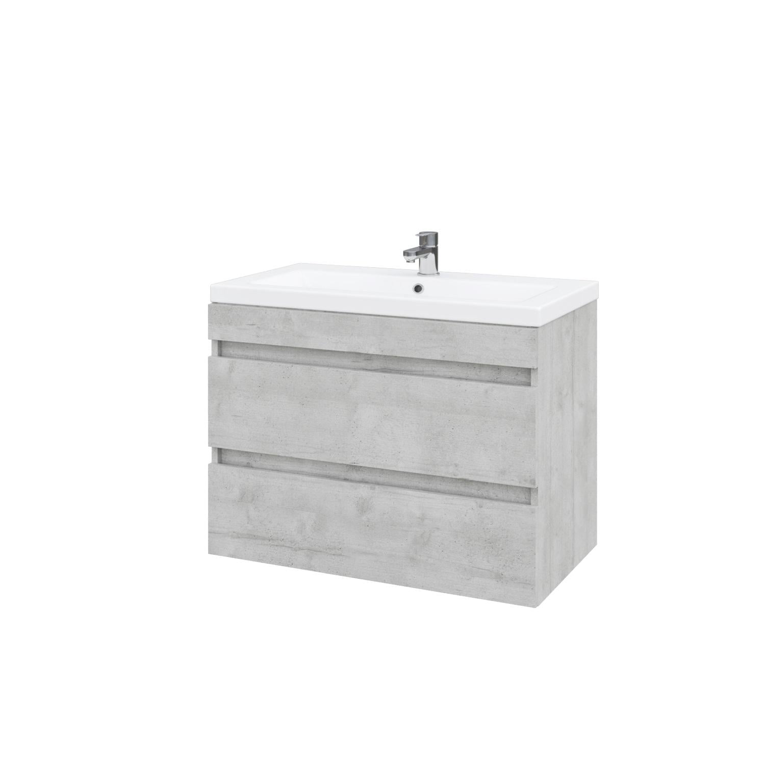 Тумба подвесная MEBLIBUD RENE 80 с 2-мя ящиками с умывальником Cers Монолит 80 см