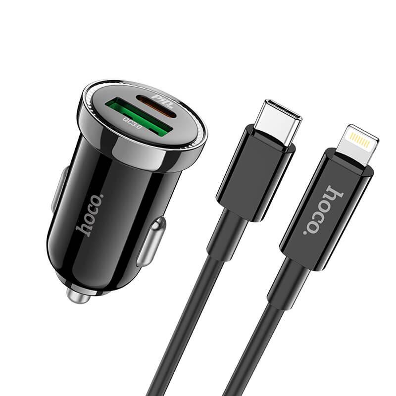 Адаптер автомобильный Hoco Type-C to Lightning Cable Leading Car Charger Z44 Black (b1914494)