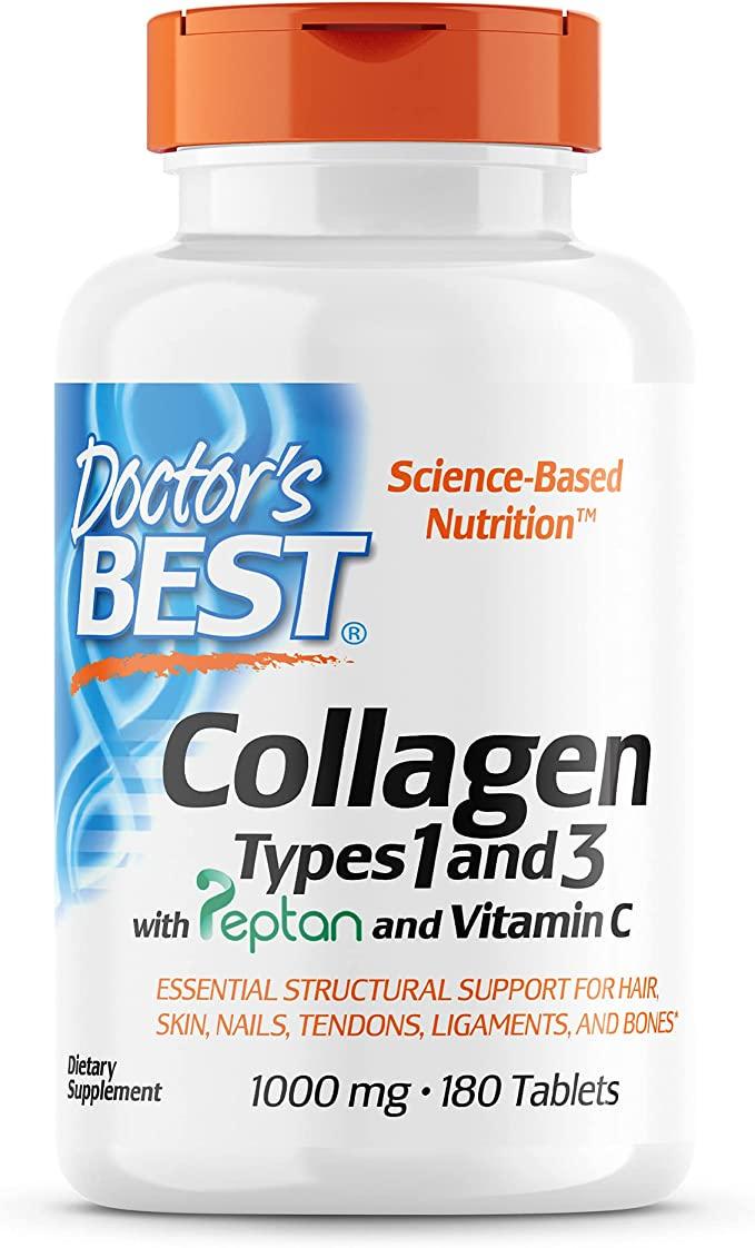 Колаген типу 1 та 3 Doctor's Best з Peptan та вітаміном C Collagen with Vitamin C 1000 мг 180 таб.