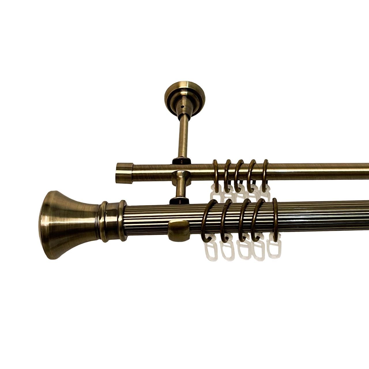 Карниз для штор Orvit Люксор рифленая двухрядный 25/16 мм 200 см Антик (000-6826)