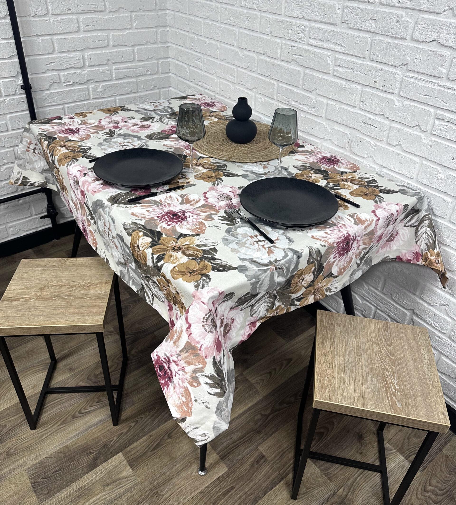 Скатерть водоотталкивающая Comfort Home Bouquet с тефлоновым покрытием 100x150 см