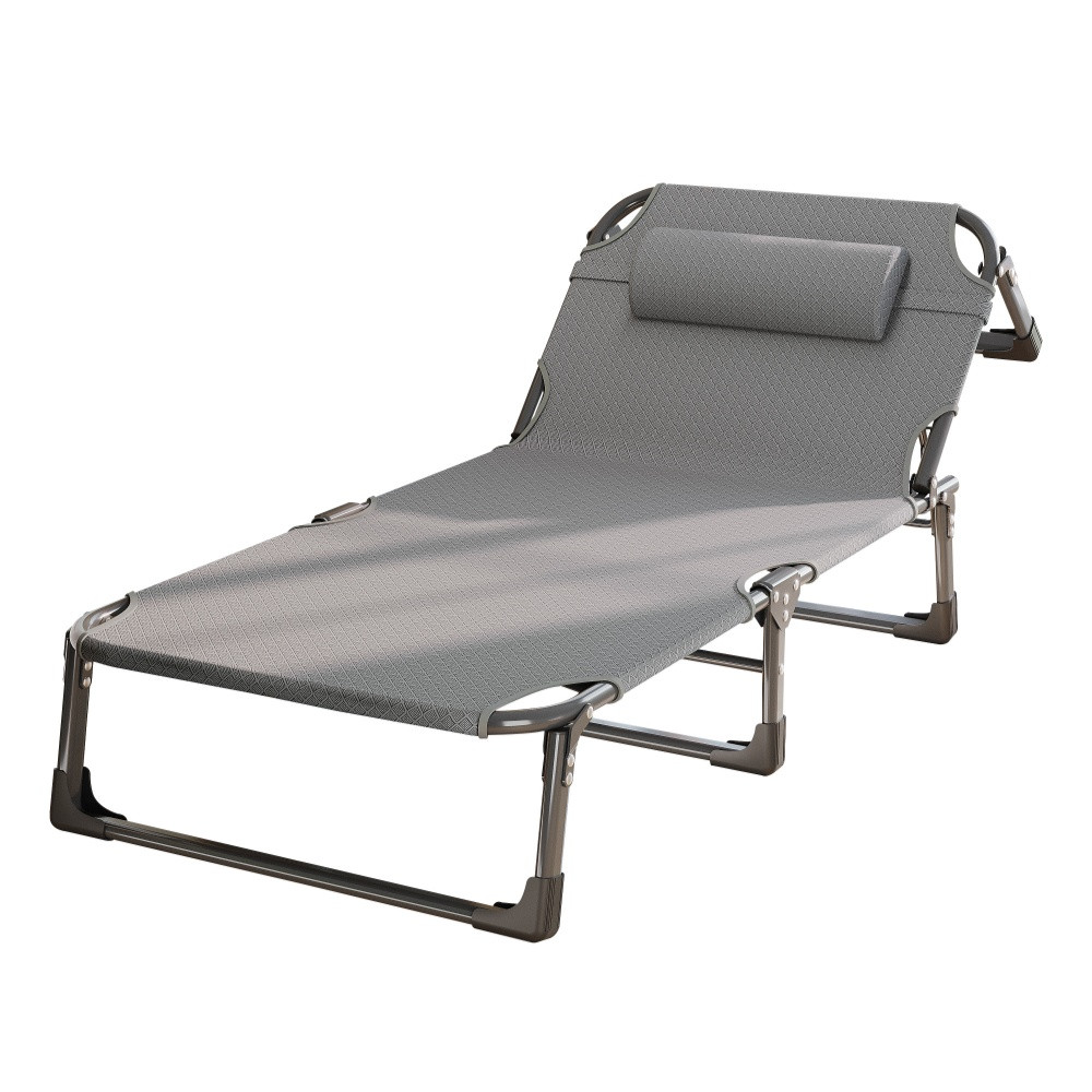 Шезлонг розкладний WCG FB-S04 із підголівником зі сталевим каркасом Чорно-сірий (FB-S031) - фото 2 Шезлонг розкладний WCG FB-S04 із підголівником зі сталевим каркасом Чорно-сірий (FB-S031) - фото 2