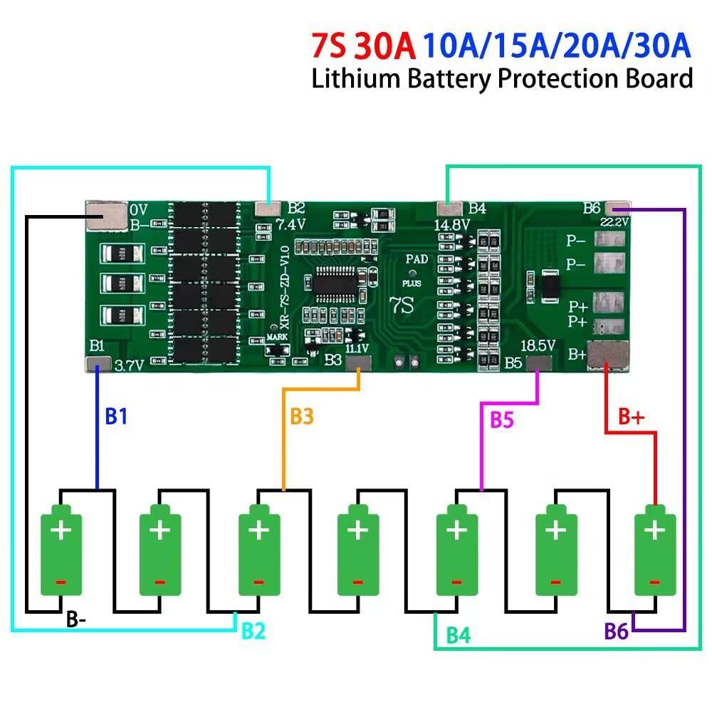 Запчастини для електротранспорту BMS 7S Li-ion 24V 29 4V 30А з балансуванням (1868555581) - фото 2