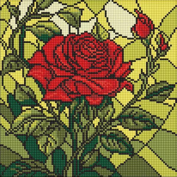 Алмазная мозаика Ideyka Витраж Роза 30x30 см (Id-AMO8321)