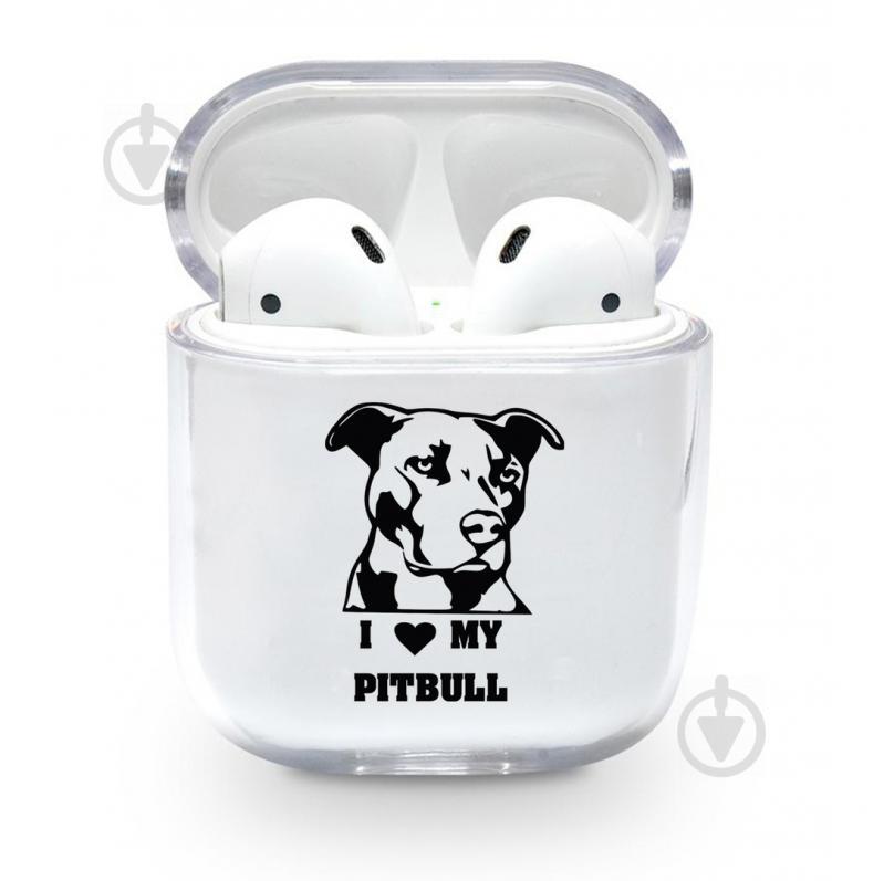 Прозрачный силиконовый чехол Apple AirPods с рисунком - Питбуль (KAP1140)