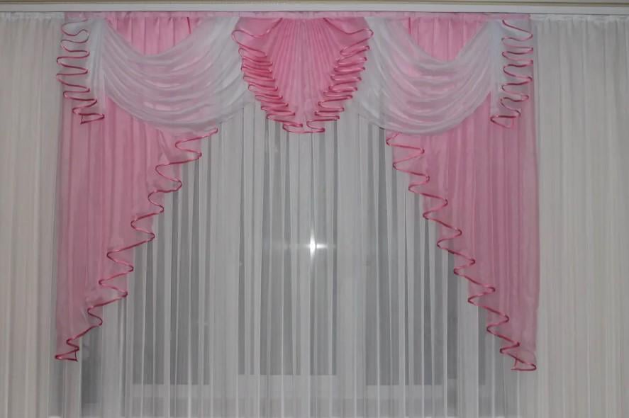 Ламбрекен на карниз Фиалка шифон 2 м Розовый (25650811)