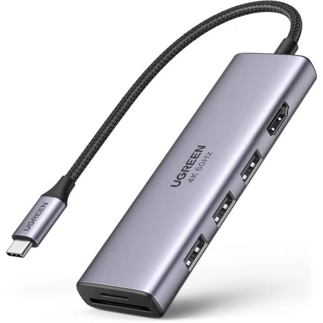 Концентратор UGREEN CM511 HUB Type-C для MacBook Pro Air HDMI 4K/USB 3.0/SD/TF Grey (60383) - фото 7