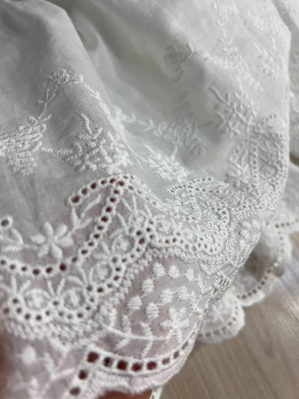 Юбка женская A-N 26070 короткая хлопковая с шортами оборки кружево резинка на талии шнурок L Белый (3991) - фото 5