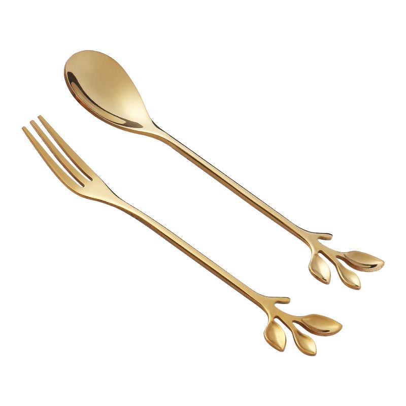 Набор ложка и вилка Лепестки Золотистый (2093629805)
