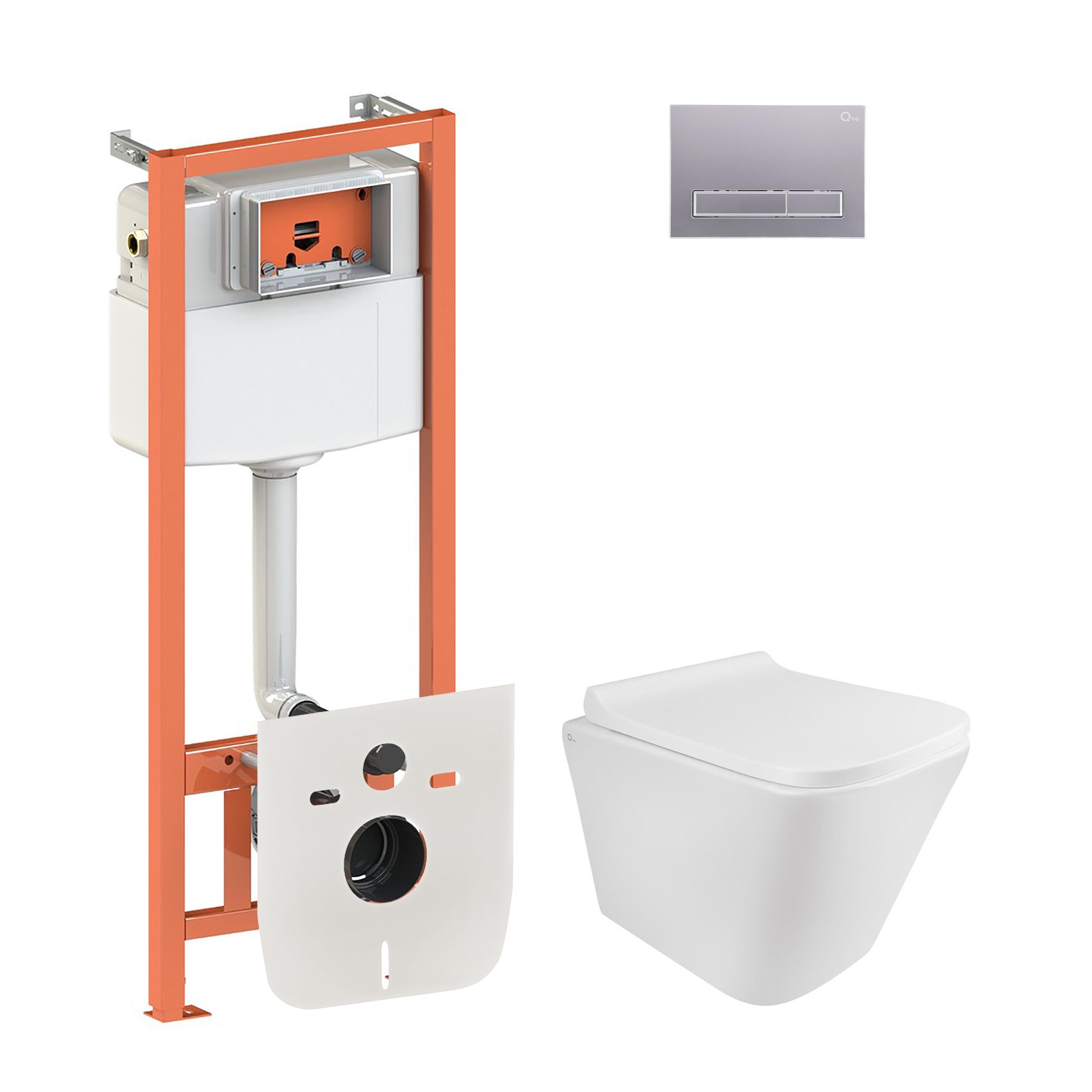 Комплект инсталляции Q-tap Nest QT1733052ERW0133M425M08382SAT с унитазом кнопка Сатин (124743)