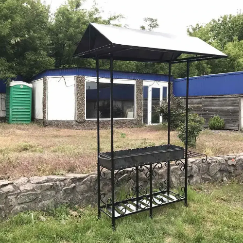 Мангал PerfectMetall на 20 шампуров с крышей и комплектом аксессуаров 4 мм на дровнике (MД20-4D)