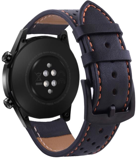 Ремінець шкіряний Classico для Huawei Watch GT/GT2 Black/Orange (16887)