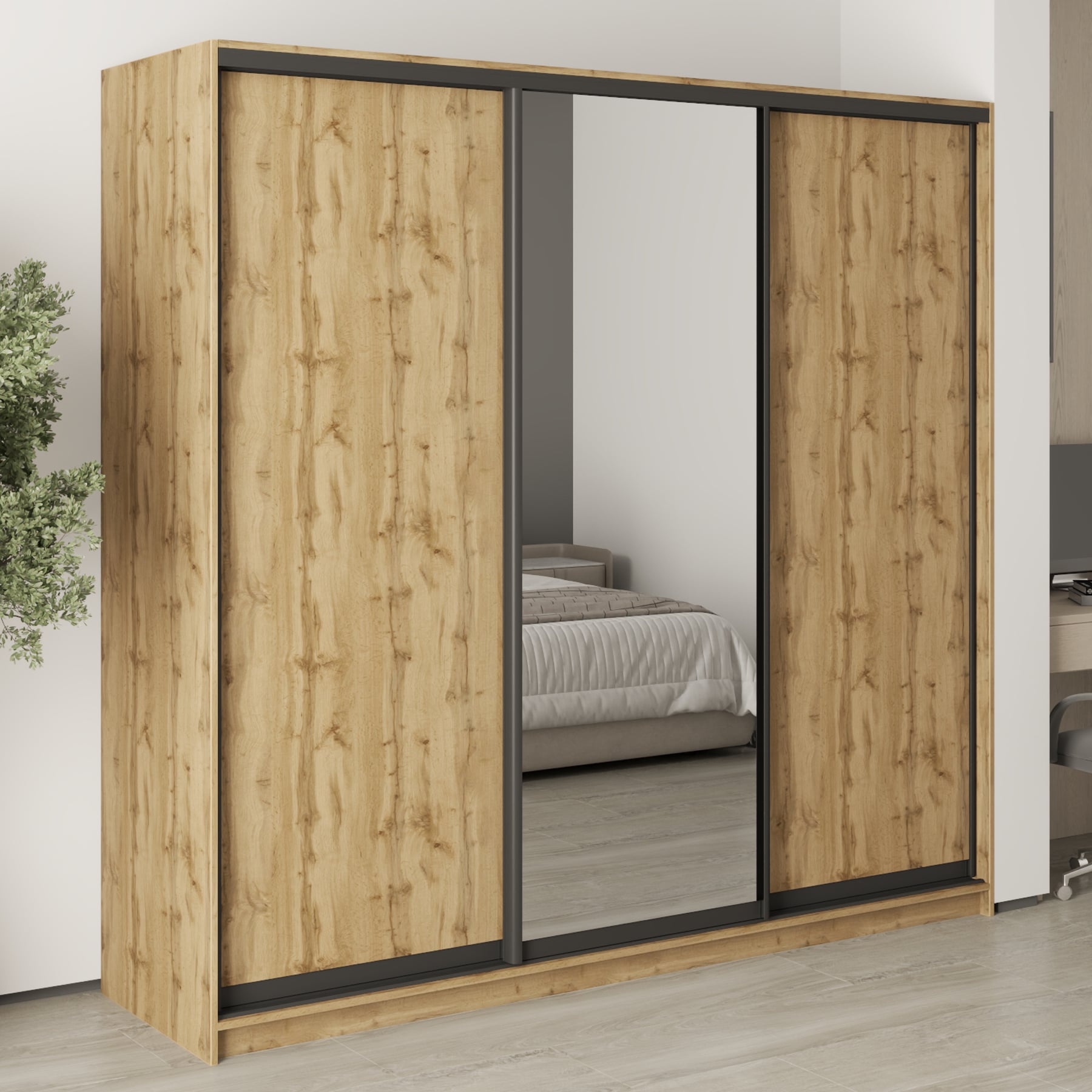 Шафа-купе тридверна Mebel Star Стандарт BG MBS-8428 220х45х210 см Дуб тахо (1007839)