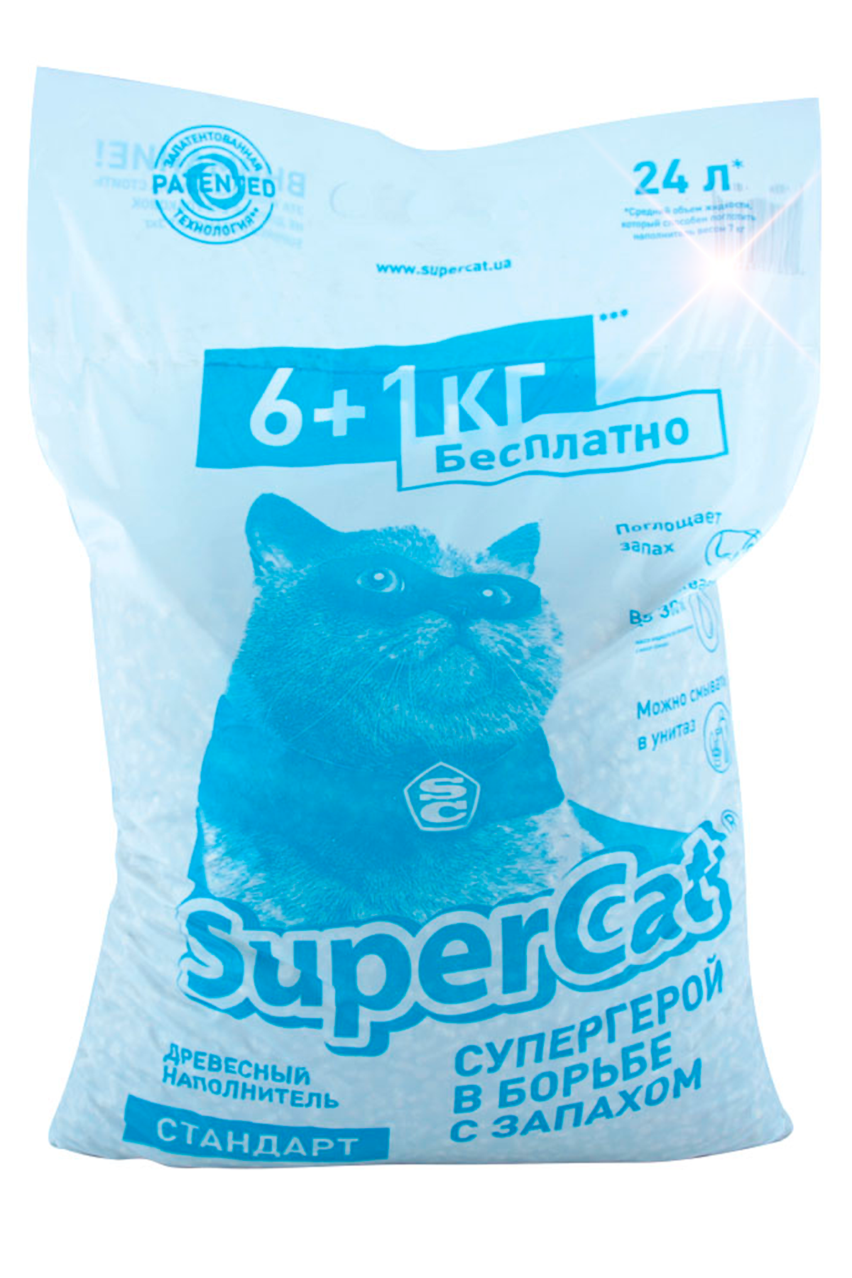 Наповнювач для котів деревний Supercat 24 л (438663620)
