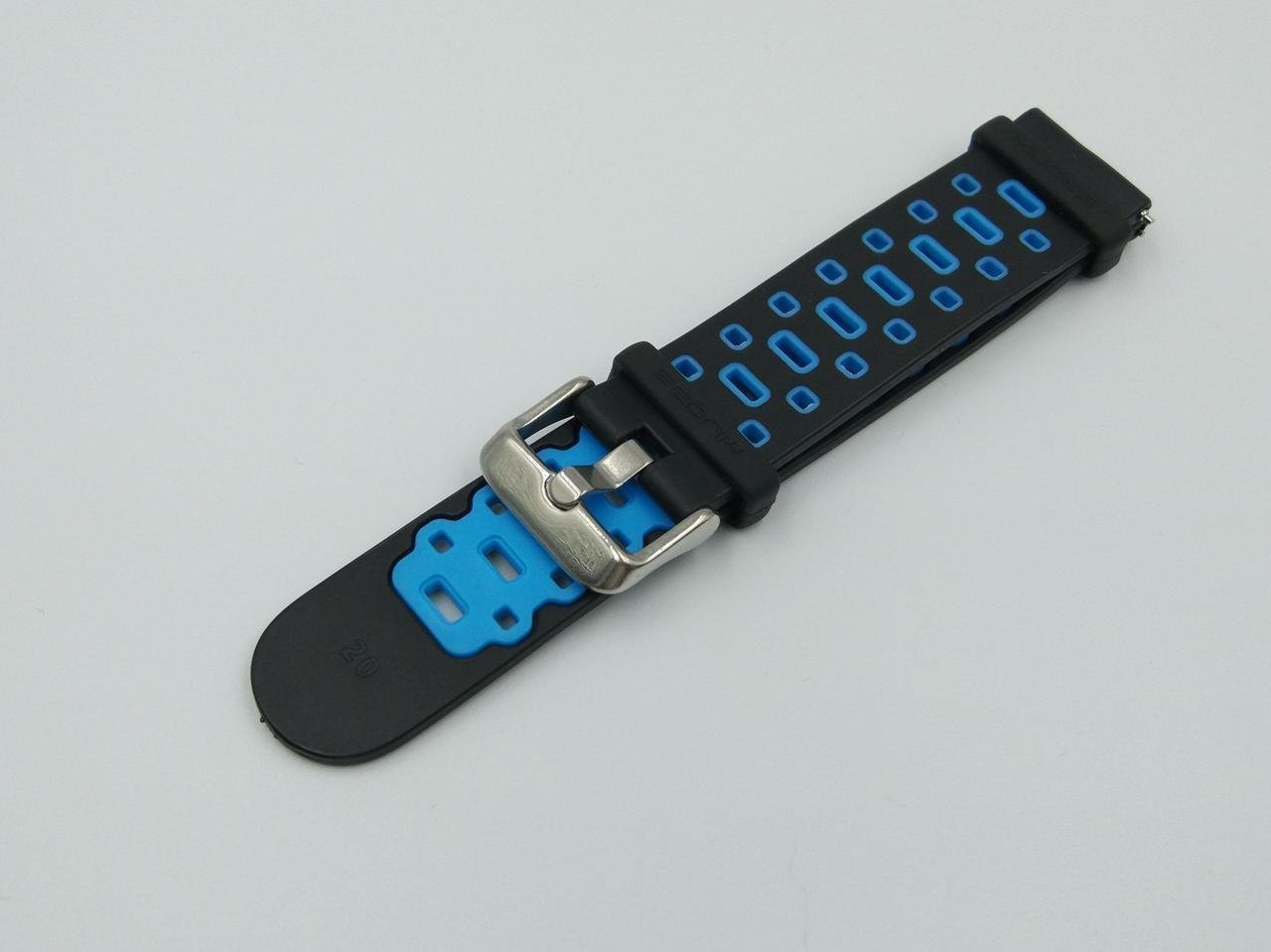Ремешок для смарт-часов MiJobs Sport силиконовый 22 мм Черный/Голубой (1692P) - фото 1