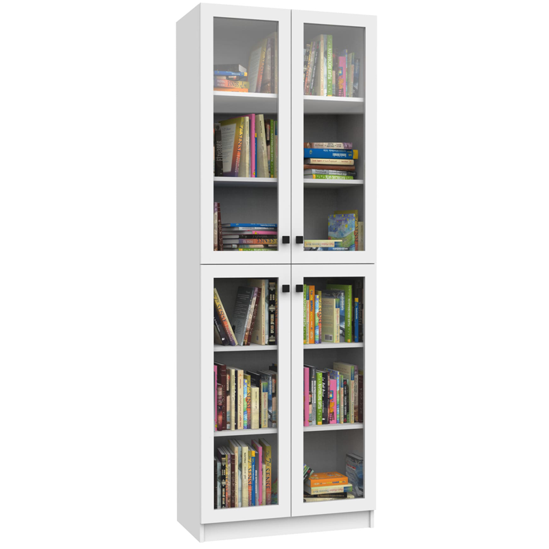 Шкаф книжный со стеклом 4/glass 800х320х2100 мм White (183081)