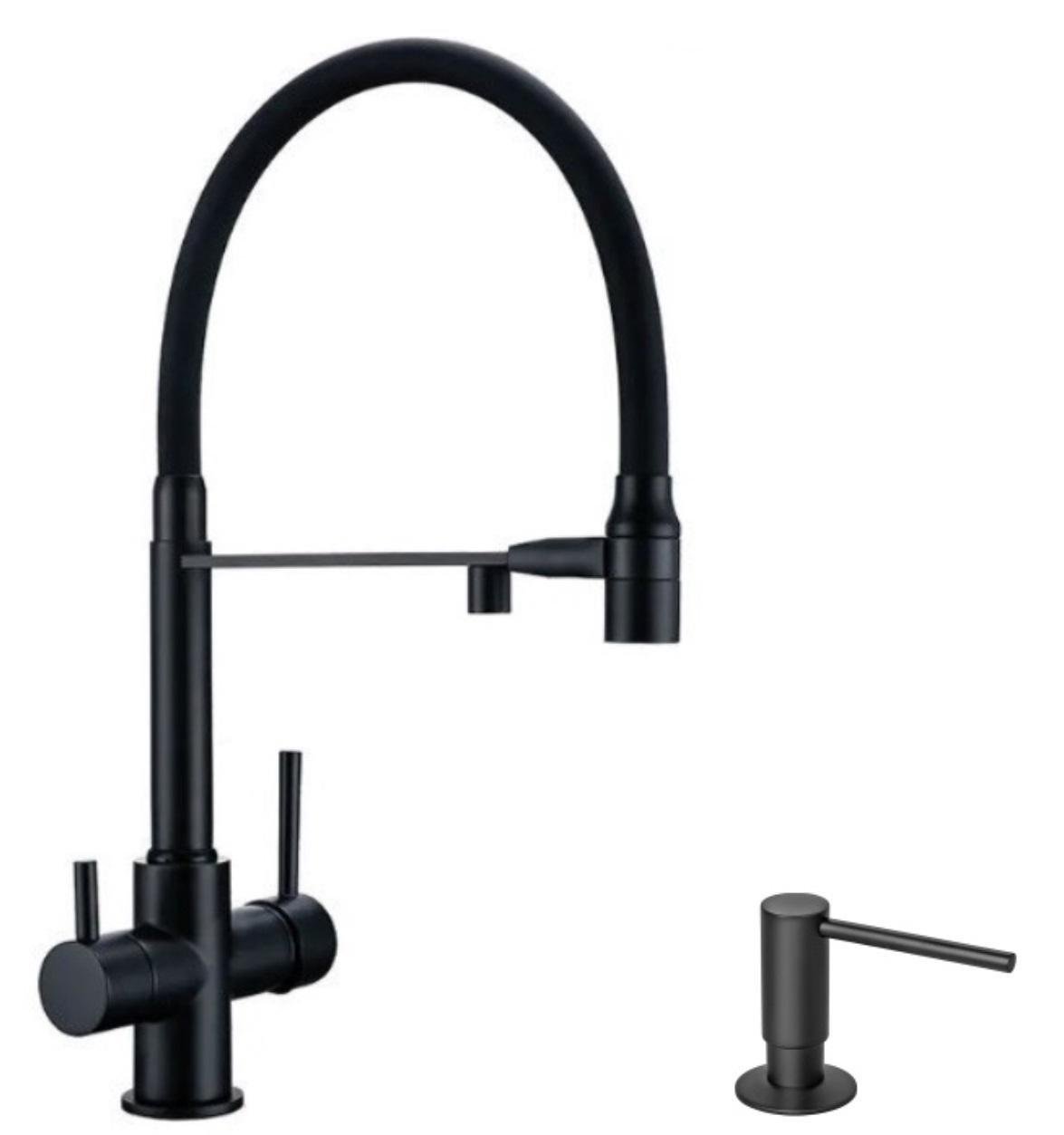 Кран на кухню Monsal с подключением к осмос-фильтру Черный матовый (BZSX13)