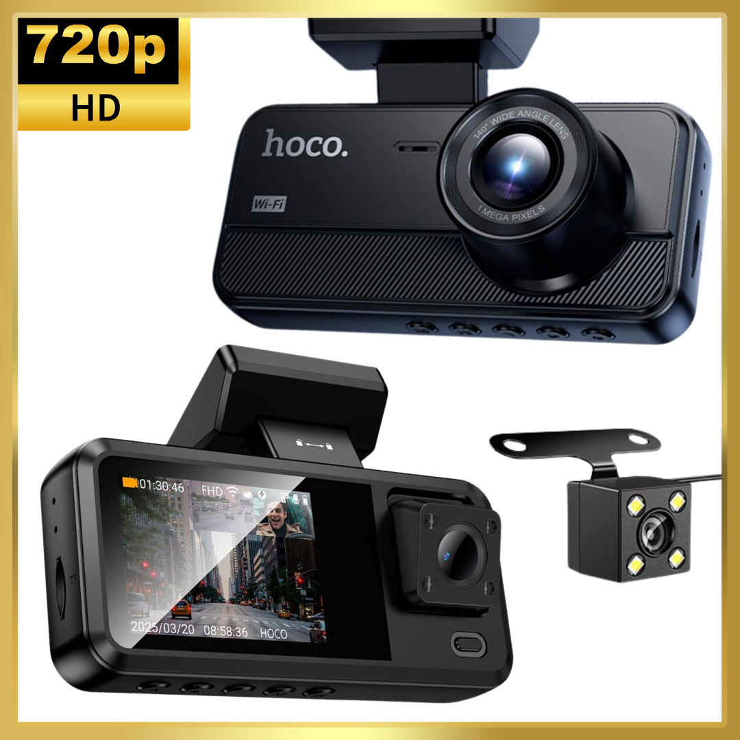 Видеорегистратор для автомобиля Hoco DV15 720P HD с тремя камерами Черный (29510798) - фото 2 Видеорегистратор для автомобиля Hoco DV15 720P HD с тремя камерами Черный (29510798) - фото 2