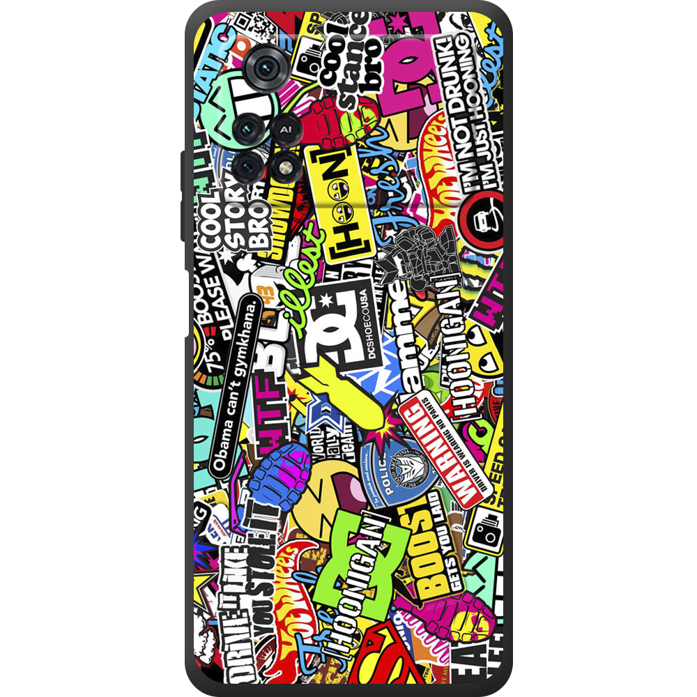 Чохол BoxFace Poco M4 Pro 4G Multicolored Inscriptions Чорний силікон (44475-up880-44485)