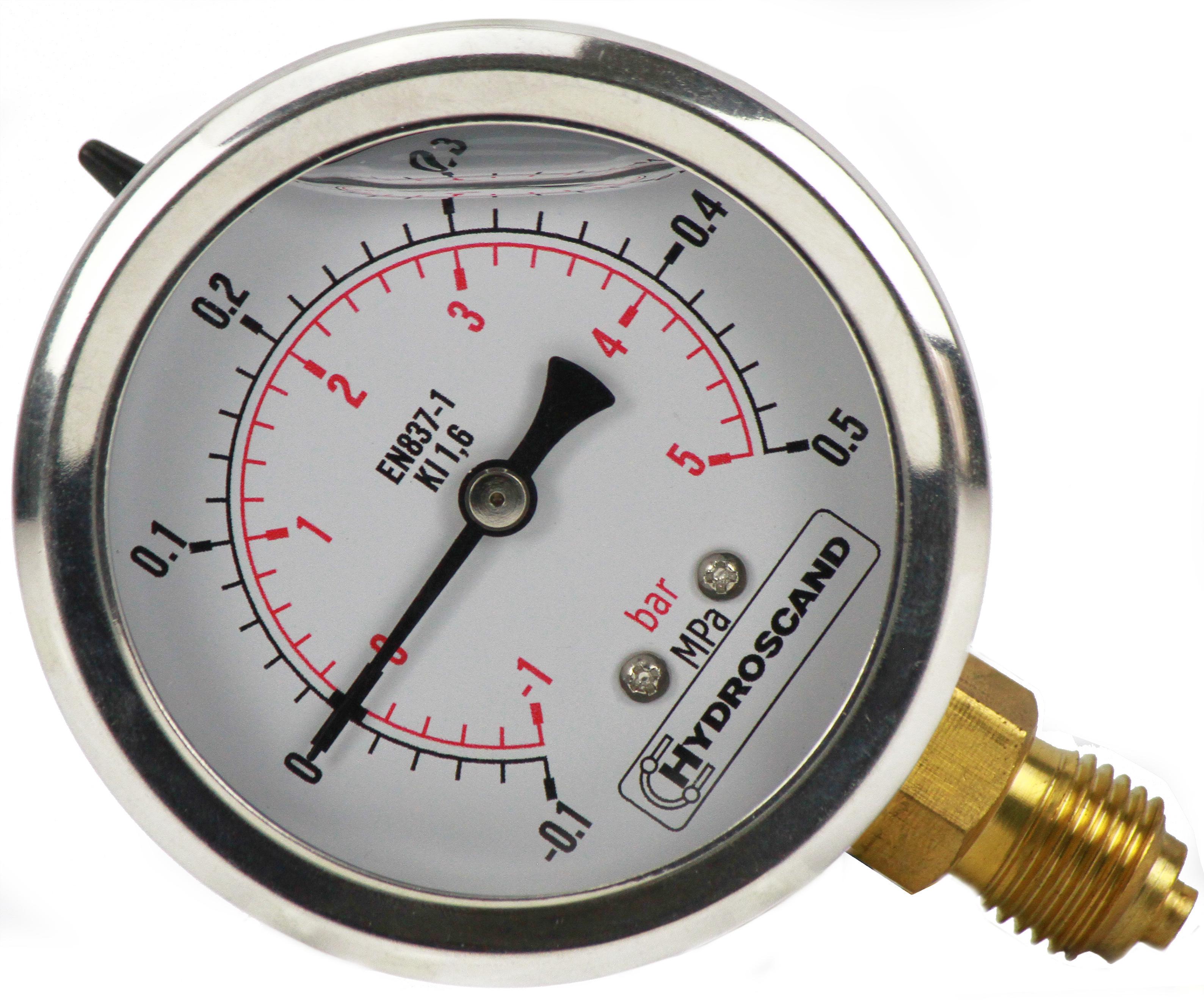 Вакуометр глицериновый подключение снизу 1-24 бар G 1/4" 63 мм (836000023)