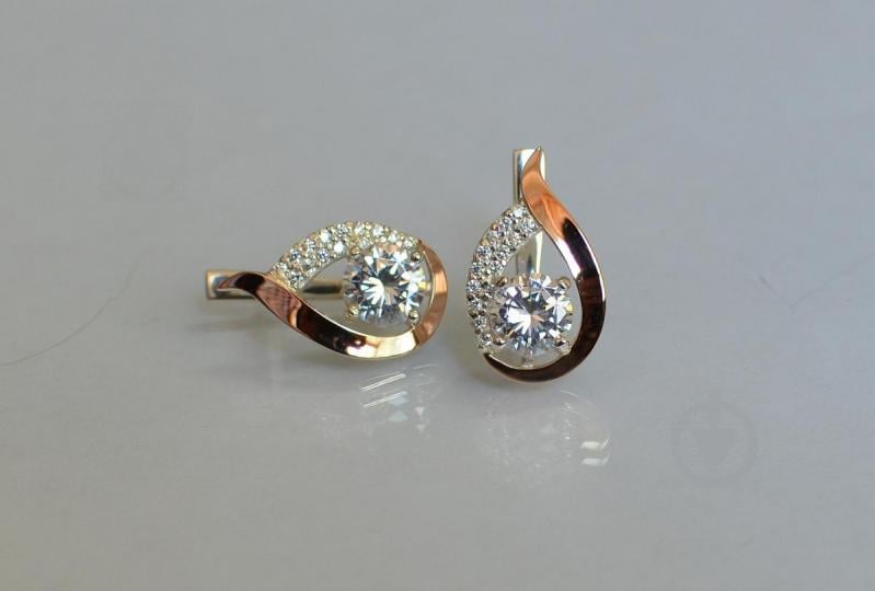 Срібні сережки Sil із золотими накладками 144s-15 Прозорий (Sil-1170)