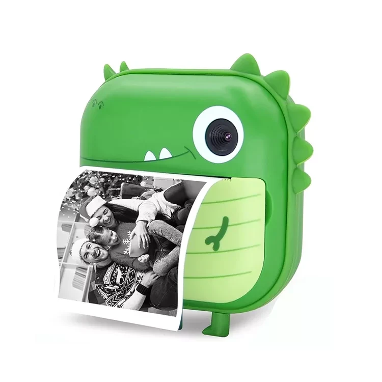 Фотоапарат дитячий миттєвого друку Динозаврик 48 Мг з фронтальною камерою Зелений (565)