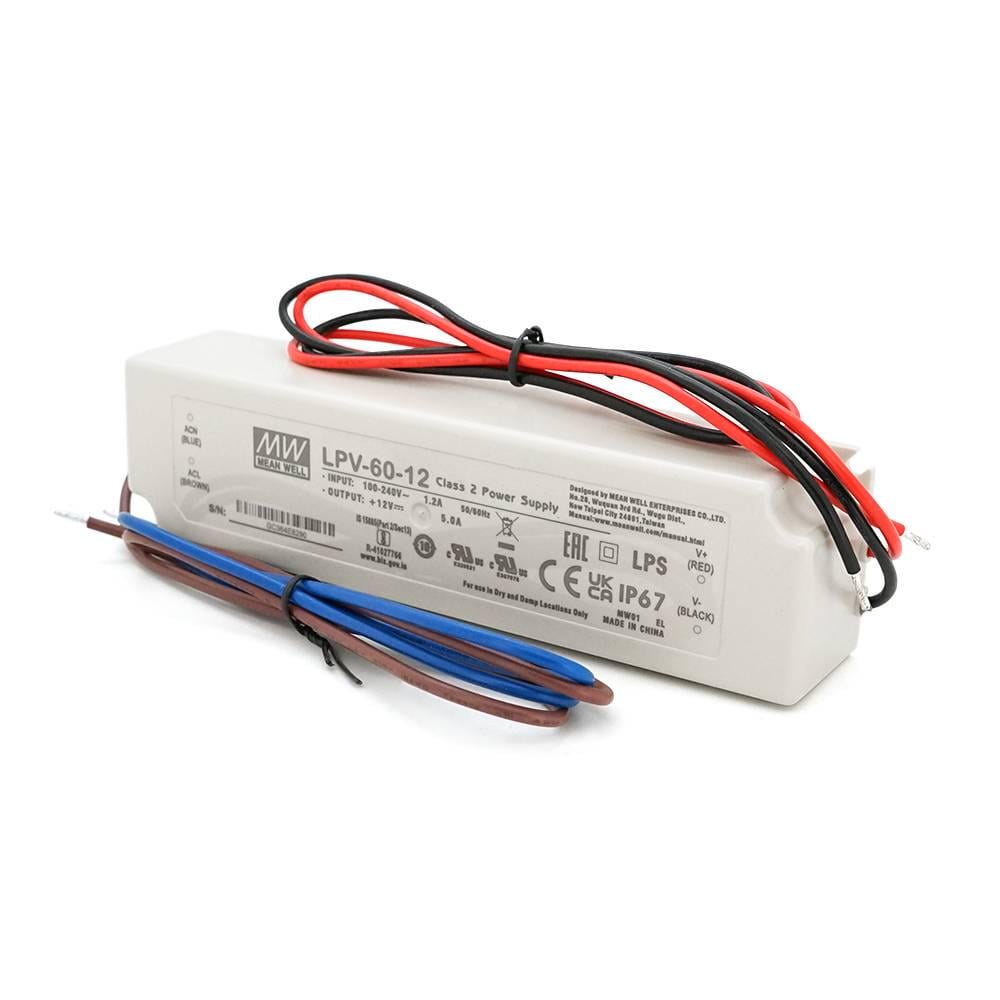 Блок живлення імпульсний герметичний Mean Well LPV-60-12 12В 5А 60Вт IP67 (31620)