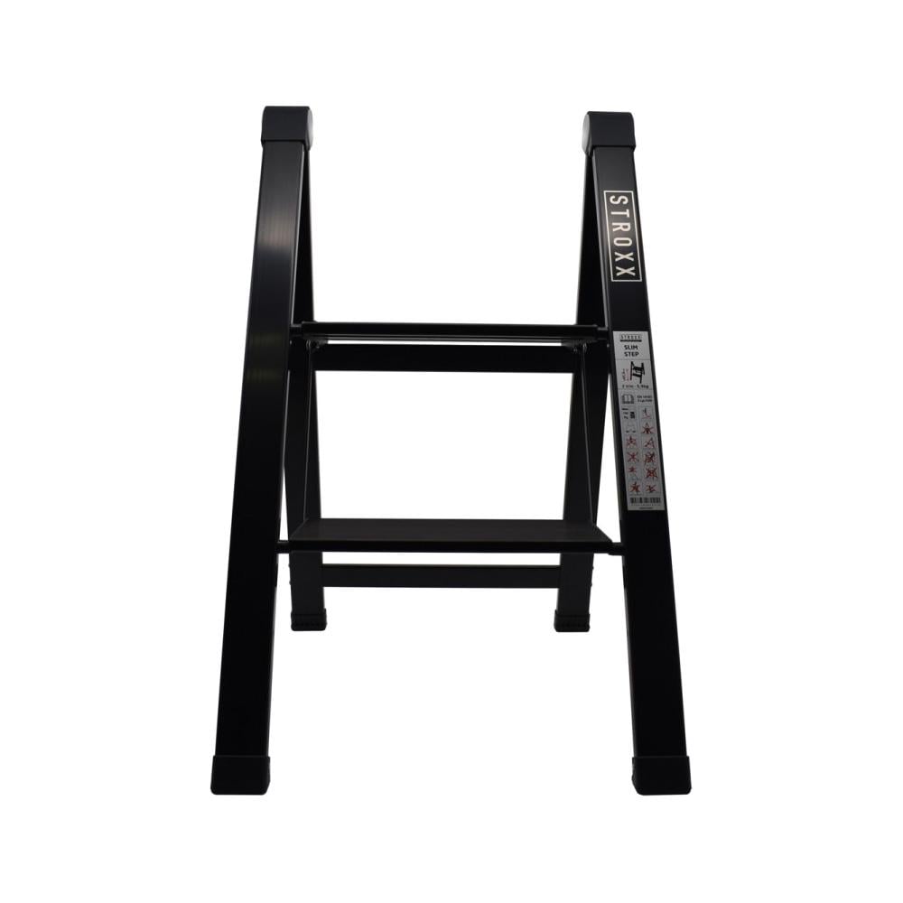 Лестница Stroxx алюминиевая двухступенчатая с черным покрытием (9206180)