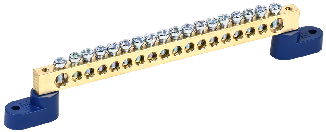 Шина нулевая УЕК ШНИ-8х12-18-У2-С 18 отверстий на двух угловых изоляторах медь 8х12 мм (YNN10-812-18C2-K07) Шина нулевая УЕК ШНИ-8х12-18-У2-С 18 отверстий на двух угловых изоляторах медь 8х12 мм (YNN10-812-18C2-K07)