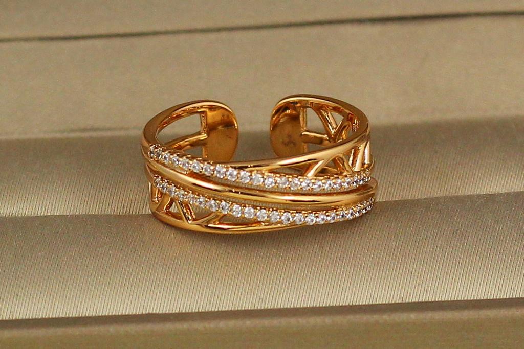 Кольцо Xuping Jewelry раздвижное геометрическая абстракция р. 16 Золотистый (1689048939)