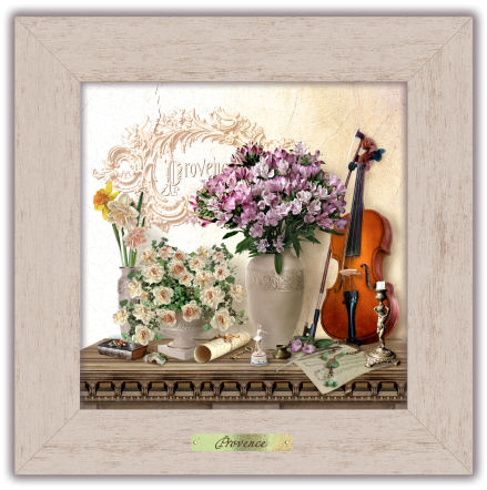 Картина классическая деревянная Прованс Скрипка 230х230 мм Белый (пркл06бк15х15)