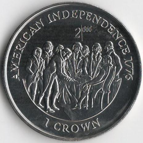 Коллекционная монета Остров Мэн 1 крона 1998 Американская независимость 1776 года UNC (KM#888)