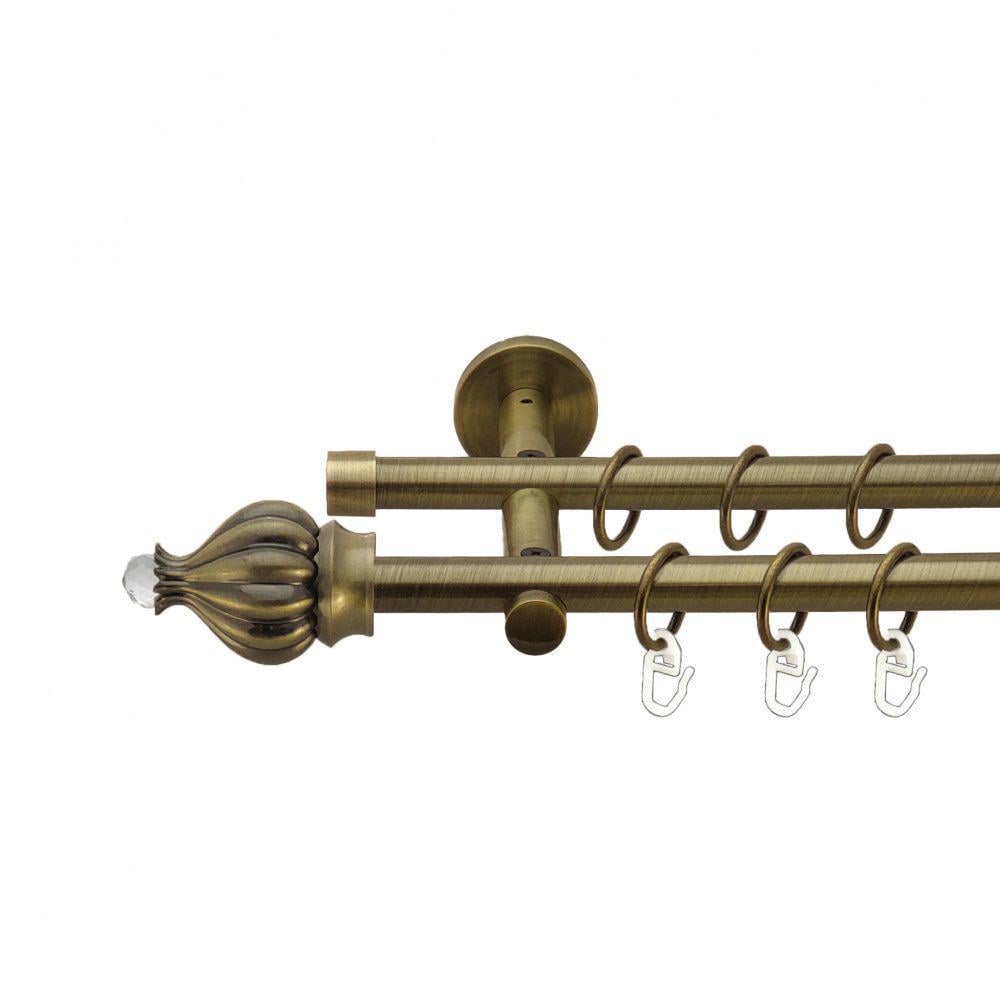 Карниз металлический Orvit Таджа-Кристалл двухрядный цилиндр 16 см/гладкая труба/кольцо металлическое Антик 16/16 мм 240 см (7335537)