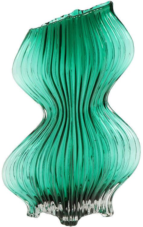Ваза для цветов стеклянная Emerald Wave 28 см Изумрудный