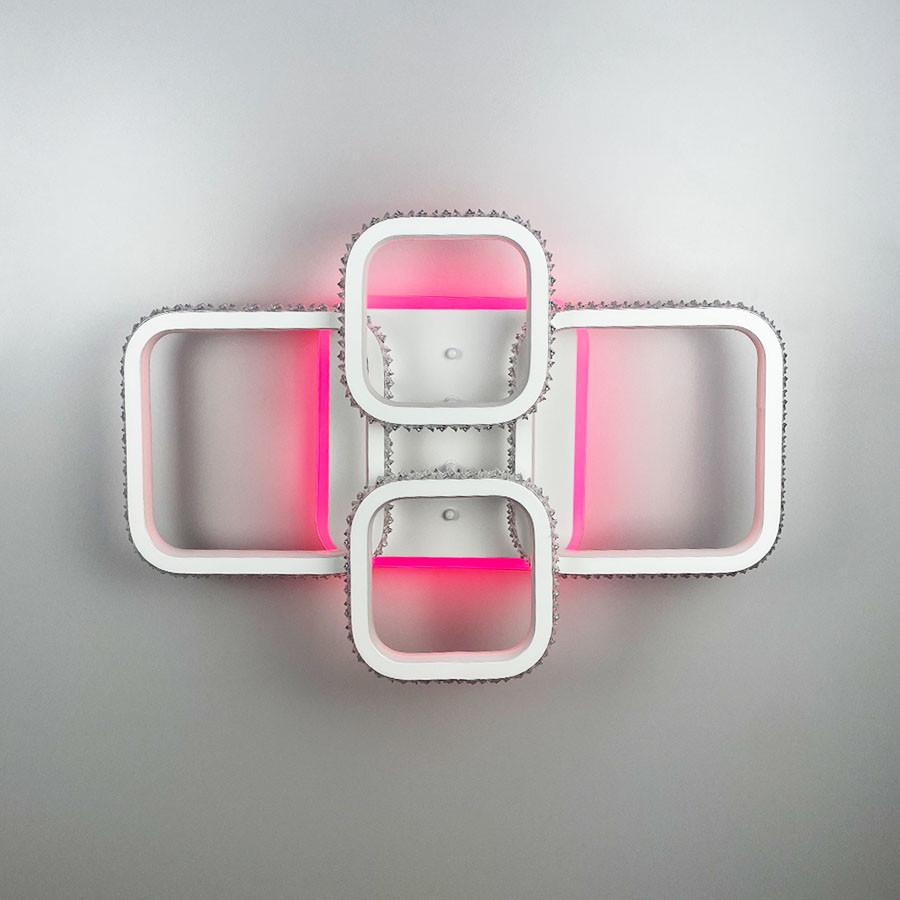 Люстра светодиодная с RGB подсветкой Белый (A 77074/2+2 RGB WT) - фото 9