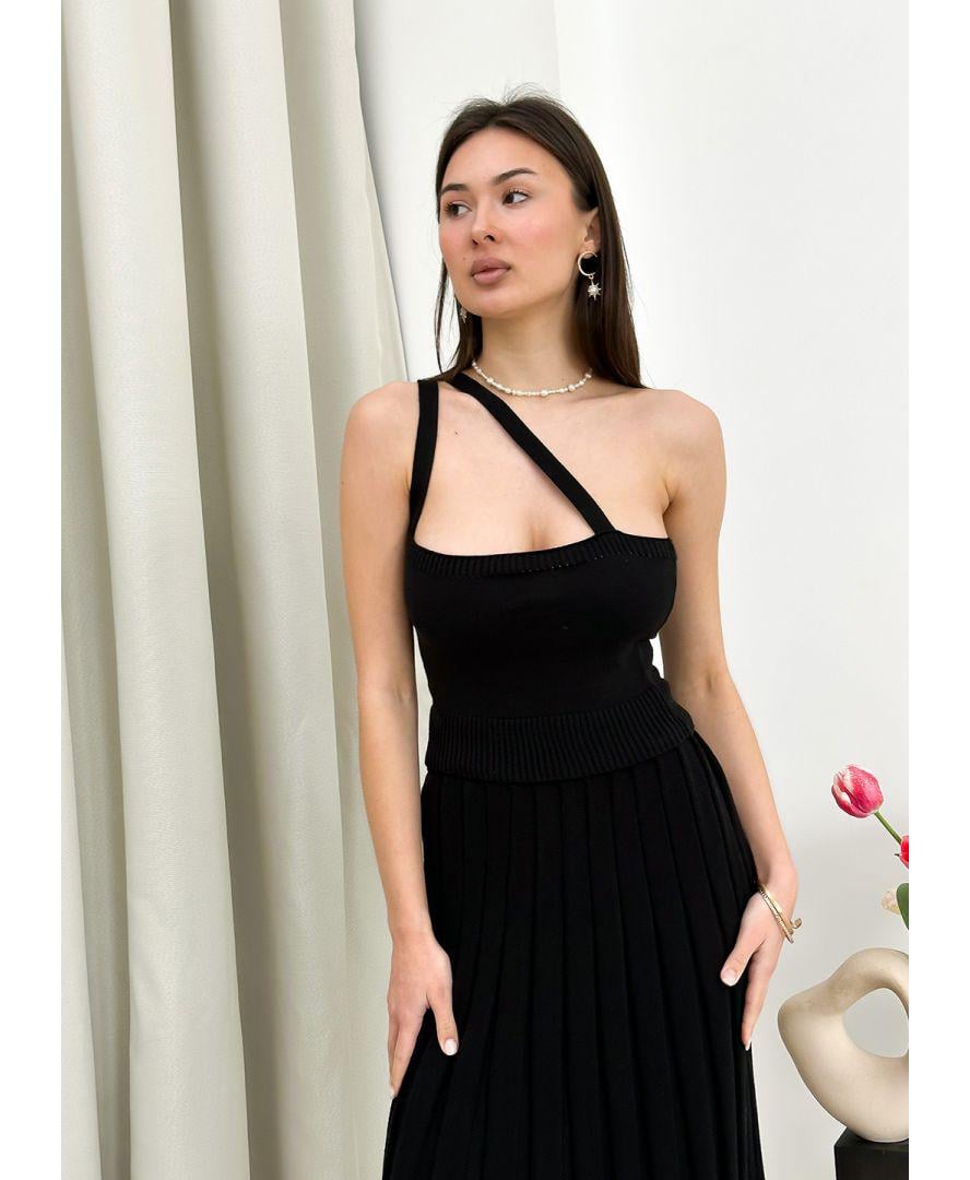 Топ вязаный женский с косыми лямками Joy M Черный (29082) Топ вязаный женский с косыми лямками Joy M Черный (29082)