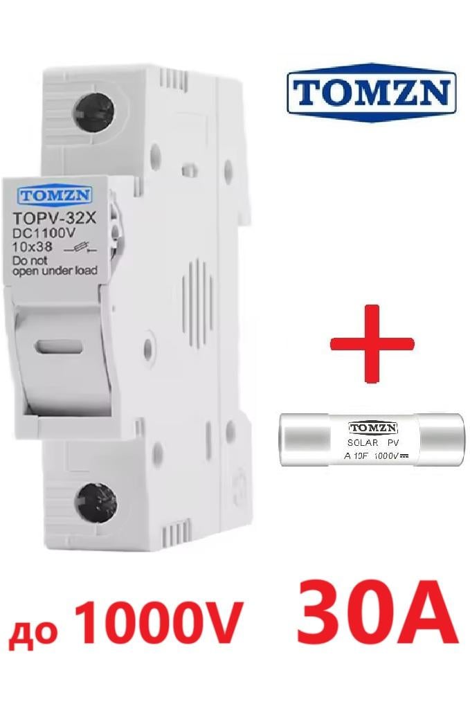 Тримач запобіжника TOMZN +1 30 А DC до 1000V однополюсний 1Р для сонячних панелей PV gPV TOPV-32 на DIN рейку 10x38 мм (94035680) - фото 4 Тримач запобіжника TOMZN +1 30 А DC до 1000V однополюсний 1Р для сонячних панелей PV gPV TOPV-32 на DIN рейку 10x38 мм (94035680) - фото 4