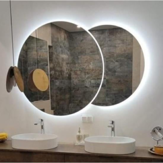 Зеркало дизайнерское двойное круглое с фоновой подсветкой Molletta 90x70 см